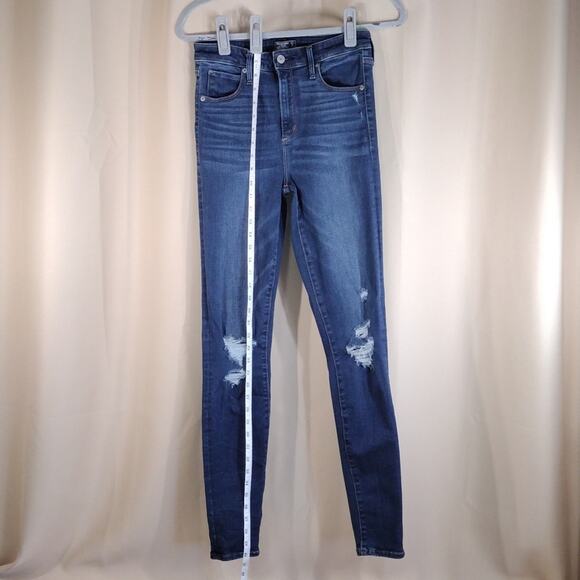 Abercrombie & Fitch Simone Skinny High Rise Distressed Blue Women's Jeans - Picture 3 of 8